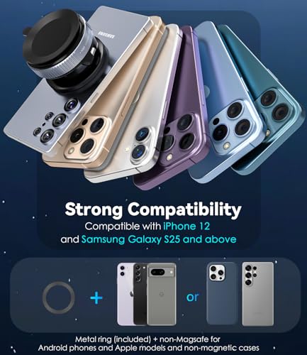 Image of CloudValley Magnetic Car Phone Mount, [Compatible with MagSafe] 360 Adjustable Foldable Holder for Dashboard, 80LBS Suction & 2800gf Magnet, Car Accessories for iPhone 17 /16 Pro Max 15 14, Black