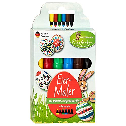 Heitmann - Pinturas para Huevos de Pascua (6 Unidades, para niños, para Huevos cocidos o soplados, Papel y cartón)