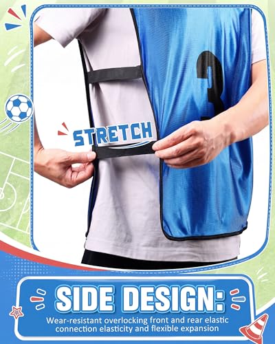 Image of Yahenda 24 Pcs Sports Pinnies Soccer Scrimmage Practice Vests Numbered Soccer Team Pennies with Belt for Adult