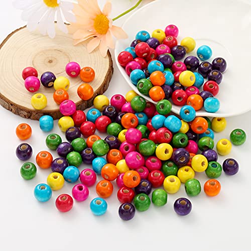 HERZWILD 400pcs Color Wooden Beads 12mm Colourful Wooden Beads Coloured Craft Bead for DIY Jewellery Making (color-12mm) - Image 2