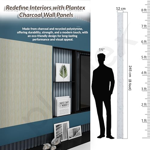 Image of Plantex Wall Panel /Charcoal Louver Panel for Wall with Size - 5 Inch x 8 Ft /Durable, Lightweight, and Stylish Panels for Office /Hotel /Ideal for Walls & Ceilings - Pack of 1 (5012 /162)
