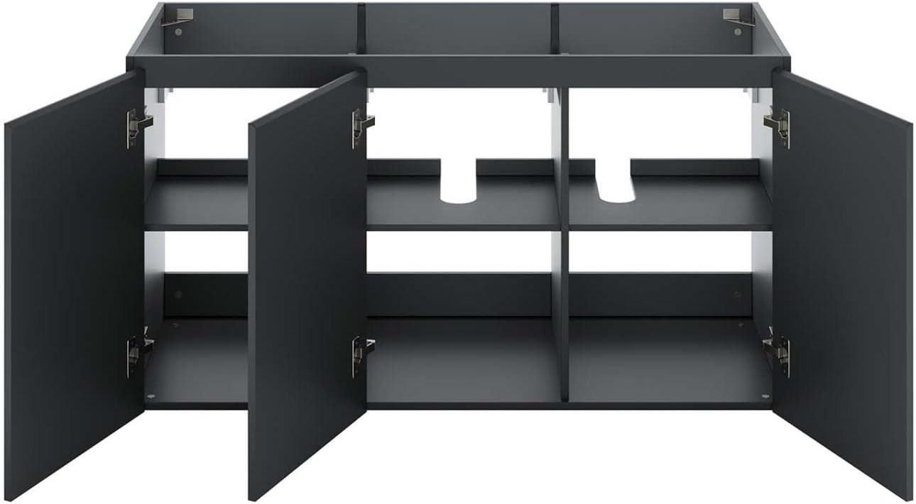 Modway Vitality 47" Particleboard Melamine Wall-Mount Bathroom Vanity in Gray