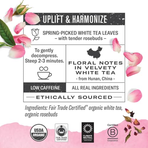 Image of Numi Organic White Rose Tea, 16 Tea Bags, Low Caffeine