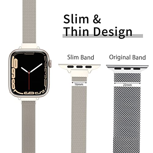 Image of for Apple Watch Band Series Ultra SE 8 7 6 5 4 3 2 1 38mm 40mm 41mm 42mm 44mm 45mm 49mm, Stainless Steel Slim & Thin Mesh Magnetic Clasp Strap Women and Girl Replacement Band for iWatch