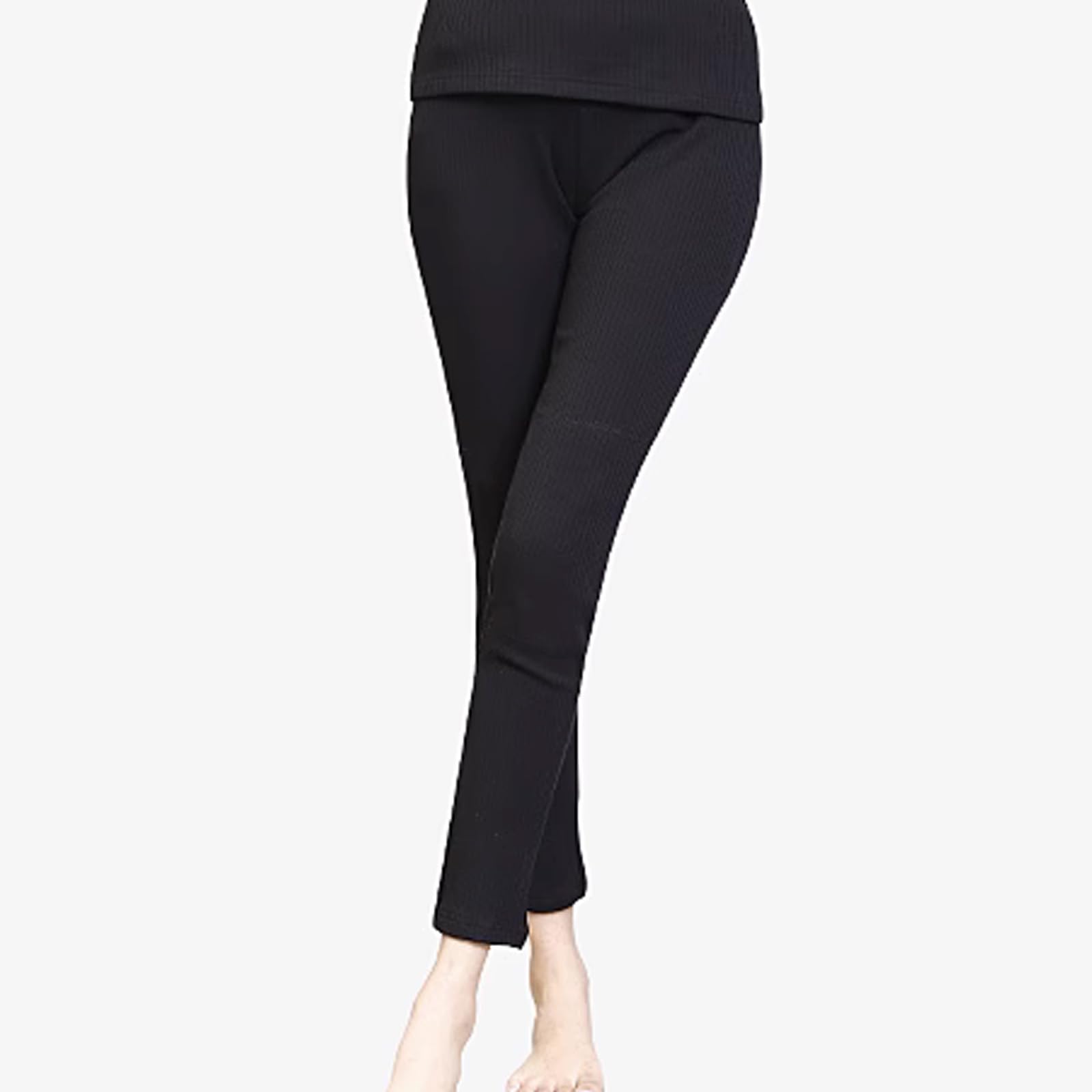 VLOBAOM Womens Heated Thermal Underwear Pants, Thermal Leggings for Women, Fleece Lined Baselayer Leggings,2XL,Black