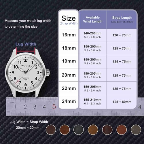 WOCCI Quick Release Watch Band, Distressed Genuine Leather, Stainless Steel Buckle, Strap Width 18mm 19mm 20mm 22mm 24mm - Image 6