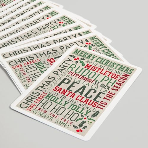 Lantern Press Christmas Typography, 52 cartas poker para adultos miniatura 5