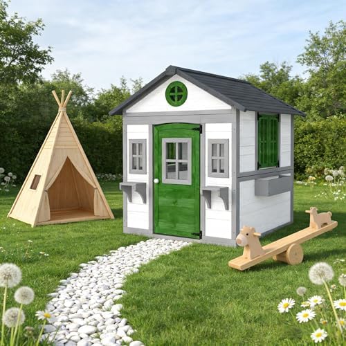 GOWE Outdoor Kids Cottage,Wooden Playhouse