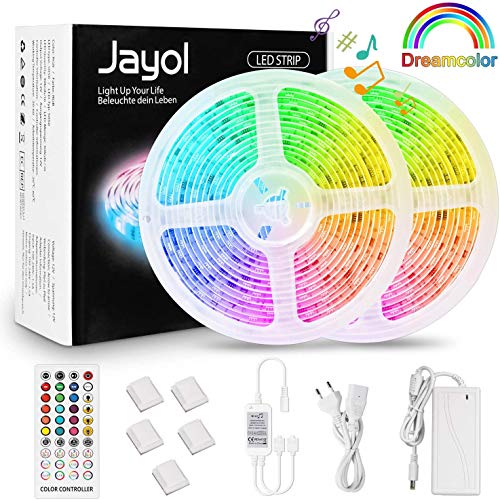 Jayol 5m Led Strip Mit Musik, RGB SMD 5050, 150 LEDs, Waterproof LED Streifen für Deko Party Weihnachten (ohne Zubehör)