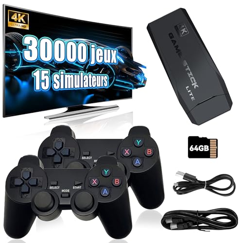 KINMRIS Console de Jeux Rétro 30 000+ Jeux 15 Émulateurs, Plug & Play HD 4K, Console Portable Rétro pour Enfants et Adultes