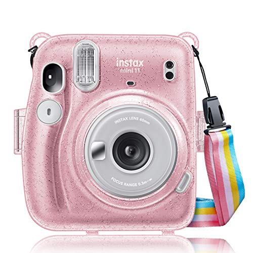 Tasche für Fujifilm Instax Mini 11 Sofortbildkamera - Transparent Hart PVC Schutzhülle Reise Kameratasche Hülle Abdeckung mit abnehmbaren
