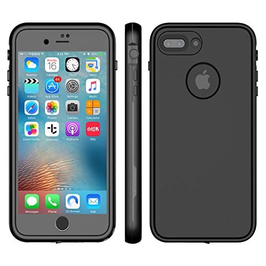 LOVE BEIDI for iPhone 8 Plus & 7 Plus Waterproof Case - Underwater Snowproof Dirtproof Shockproof Cover Black/Gray