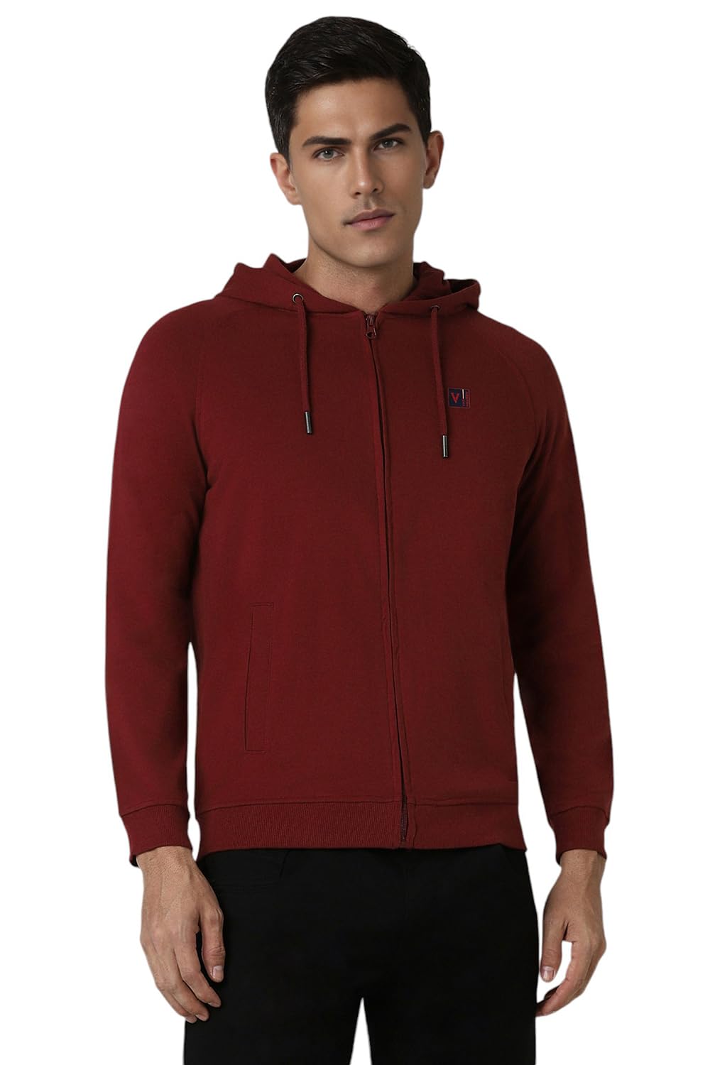 van heusen Men Maroon Solid Hooded Neck Sweatshirt-picture-12