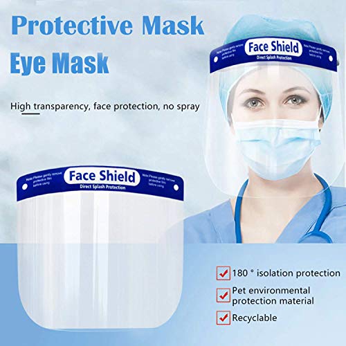 Image of B-LOYAL Disposable Transparent Face Shield for Adults | Lightweight Anti-Splash Full Face Protection Safety Visor with Adjustable Elastic Strap, Eye & Head Protection for Men Women (Pack of 5)