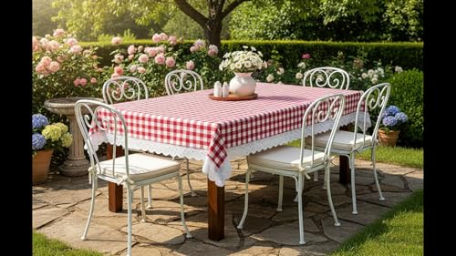 Image of RRC Cotton Dining Table Cover 60 x 90 Inch for 6 Seater, Rectangular Printed Table Cloth with Tassels, Pack of 1 Washable Centre Table Cover, Durable & Fade Resistant