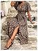 Floerns Women's Leopard Print Short Sleeve Party Dress V Neck Slit A Line Long Dresses Brown Small
