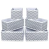 Storage Bins, iSPECLE Foldable Cloth Storage Cubes Drawer Organizer Closet Underwear Box Storage Baskets Containers Drawer Dividers for Bras, Socks, Scarves, Cosmetics - Set of 6, Grey Chevron Pattern