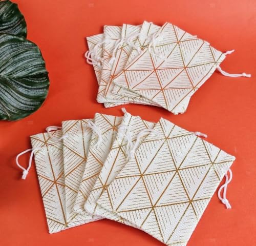 Image of SATYAM KRAFT 100 Pcs Jute Potli Bags for Wedding, Return, Festive Gifting | Eco-Friendly, Handmade Drawstring Bags for Jewelry, Sweets, Dry, Party, Reusable & Biodegradable (Pack of 100) (color 11)