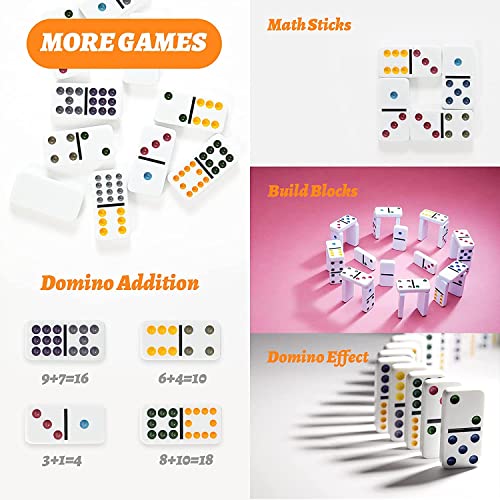 Playwus Double 12 Coloured Dot Dominoes Mexican Train Game Set With Aluminum Case, 91 Tiles 9 Trains, Scoreboard, Octagon Shape Hub #TOP5
