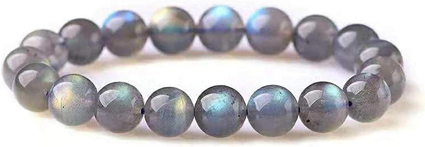 XuyangDUOVEKT natural labradorite bracelet men women rainbow rainbow gem stone jewelry crystal bead stretch fashion (Color : -)