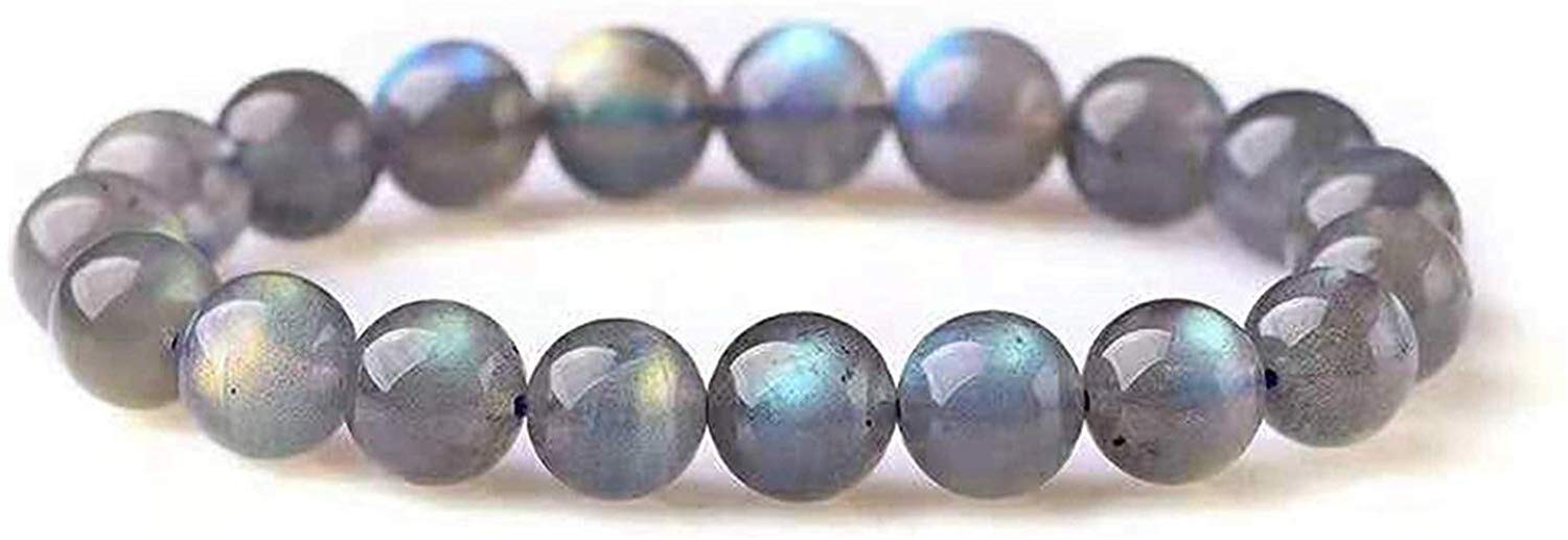 XuyangDUOVEKT natural labradorite bracelet men women rainbow rainbow gem stone jewelry crystal bead stretch fashion (Color : -)