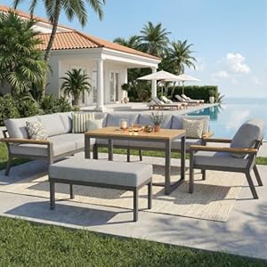 Gartenlounge-Set L-Form für 8 Personen mit Handgeflecht