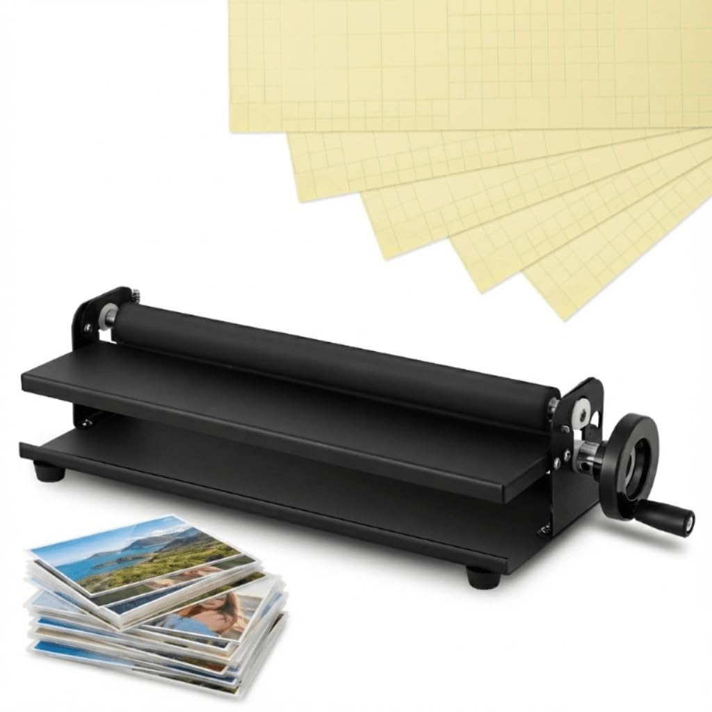 MXBAOHENG A3 Manual Cold Laminator, 13.8" Portable Hand-cranked Cold Press Laminator for Photos, Posters, Documents, Postcards, 2mm Laminating Thickness
