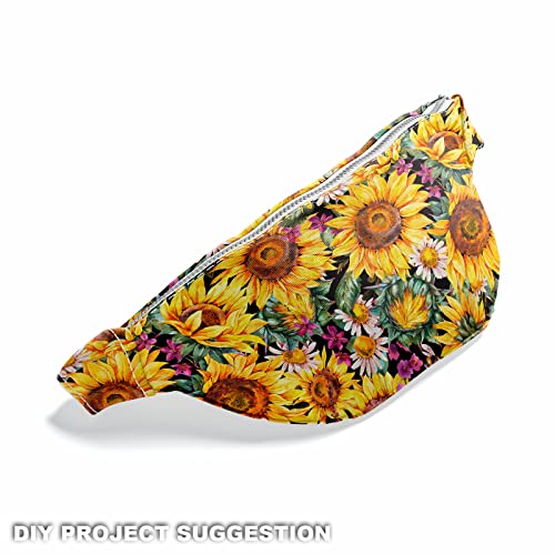 HEKO PANELS Stoff Oxford Wasserdichte Meterware Canvas Polyester Stoff Zum Nähen Nähstoffe Möbelstoffe Dekostoffe Handwerken Wasserabweisend Blickdicht Sonnenblumen 1 Meter 155 x 100 cm