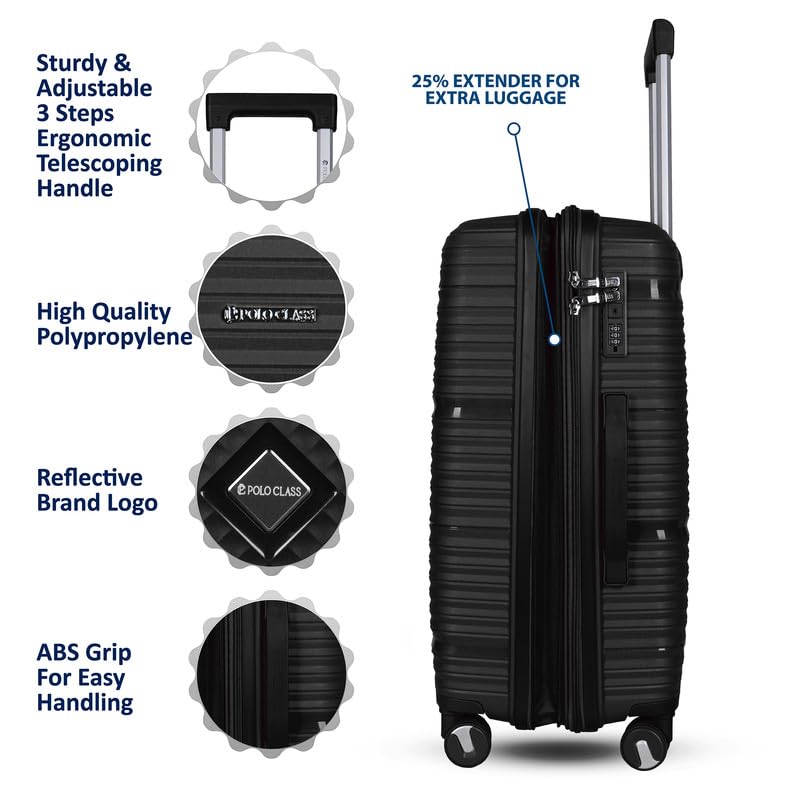 Image of Polo Class 2Pc Set Trolley Bags (24 /28 inch) - Black