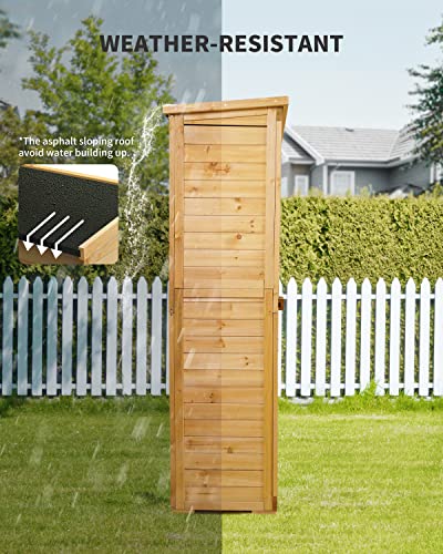 Gizoon Outdoor Storage Cabinet With 3 Shelves, Double Lockable Wooden Garden Shed With Waterproof Roof thumb #2