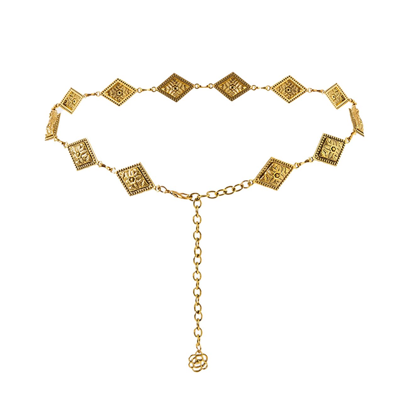 Emottos Women's D-Gold Concho Chain Belt, Adjustable Carving Metal Waist Chain Western Cowboy Cowgirl For Exquisite Boho Belts For Jeans Dress(D-Gold)