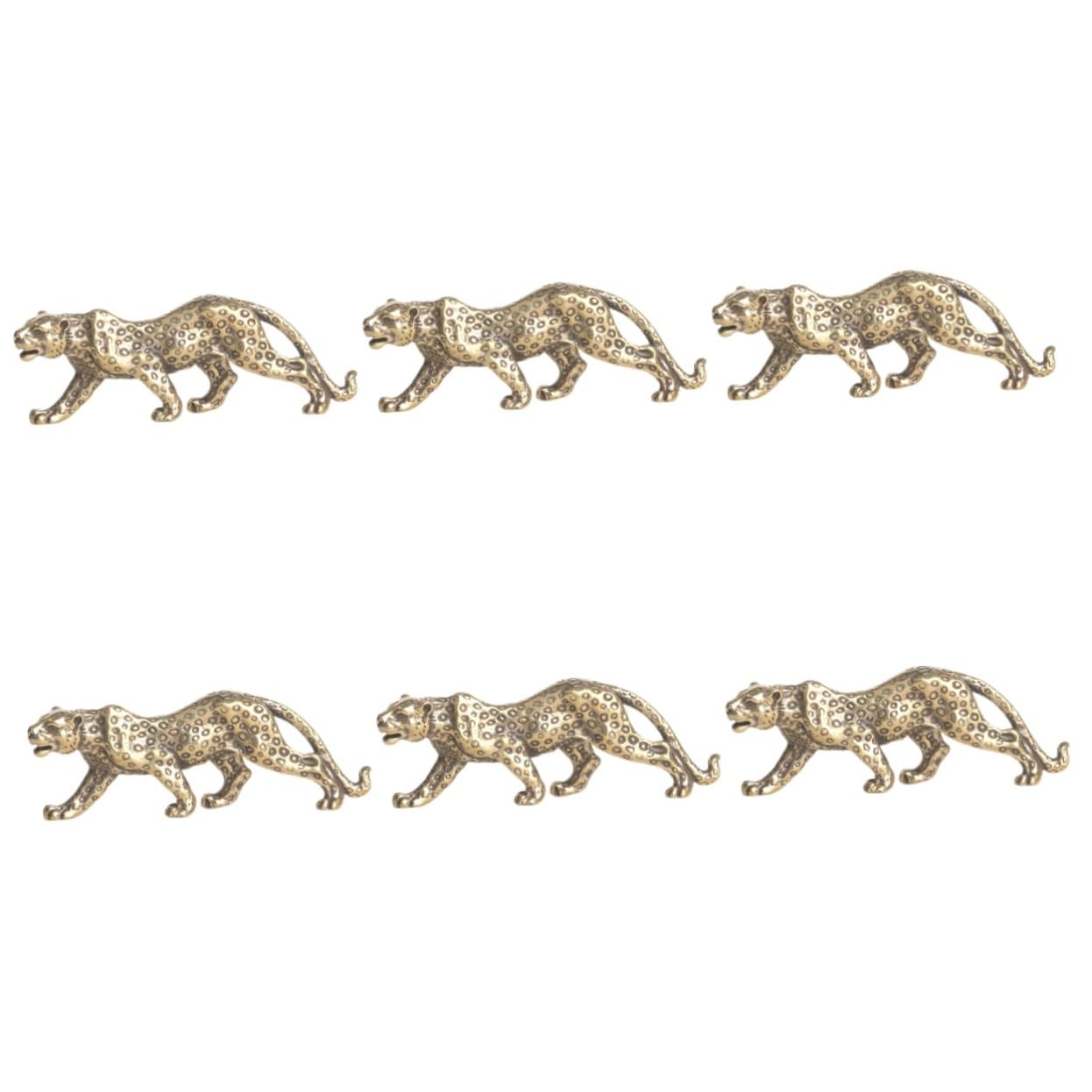PRETYZOOM 6 Piezas De Latón Adorno De Leopardo Decoración De Latón Gabinete Estatua De Estatuilla De Decoración De Escritorio Interior Decoración En Forma De Leopardo Pequeña