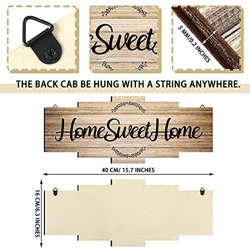 Jetec Home Sweet Home Sign, Rustic Wood Home Wall Decor, Large Farmhouse Home Sign Plaque Wall Hanging Wooden Sign for… - Image 3