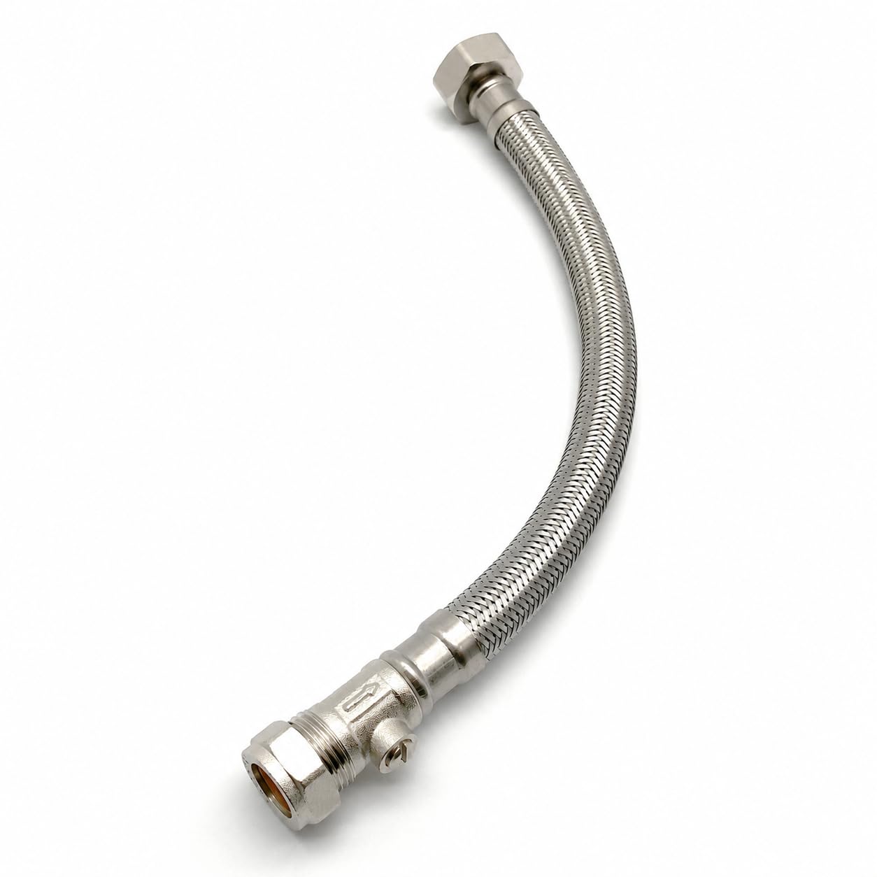 Xcel Home Women's Silver Wras Approved 22Mm X 3/4" X 30Cm Flexible Tap Connector With Isolating Valve - Braided Stainless Steel Flexi Hose, Built-In Shut-Off, For Larger Bore Pipework & Cisterns (Ftc + Iso)