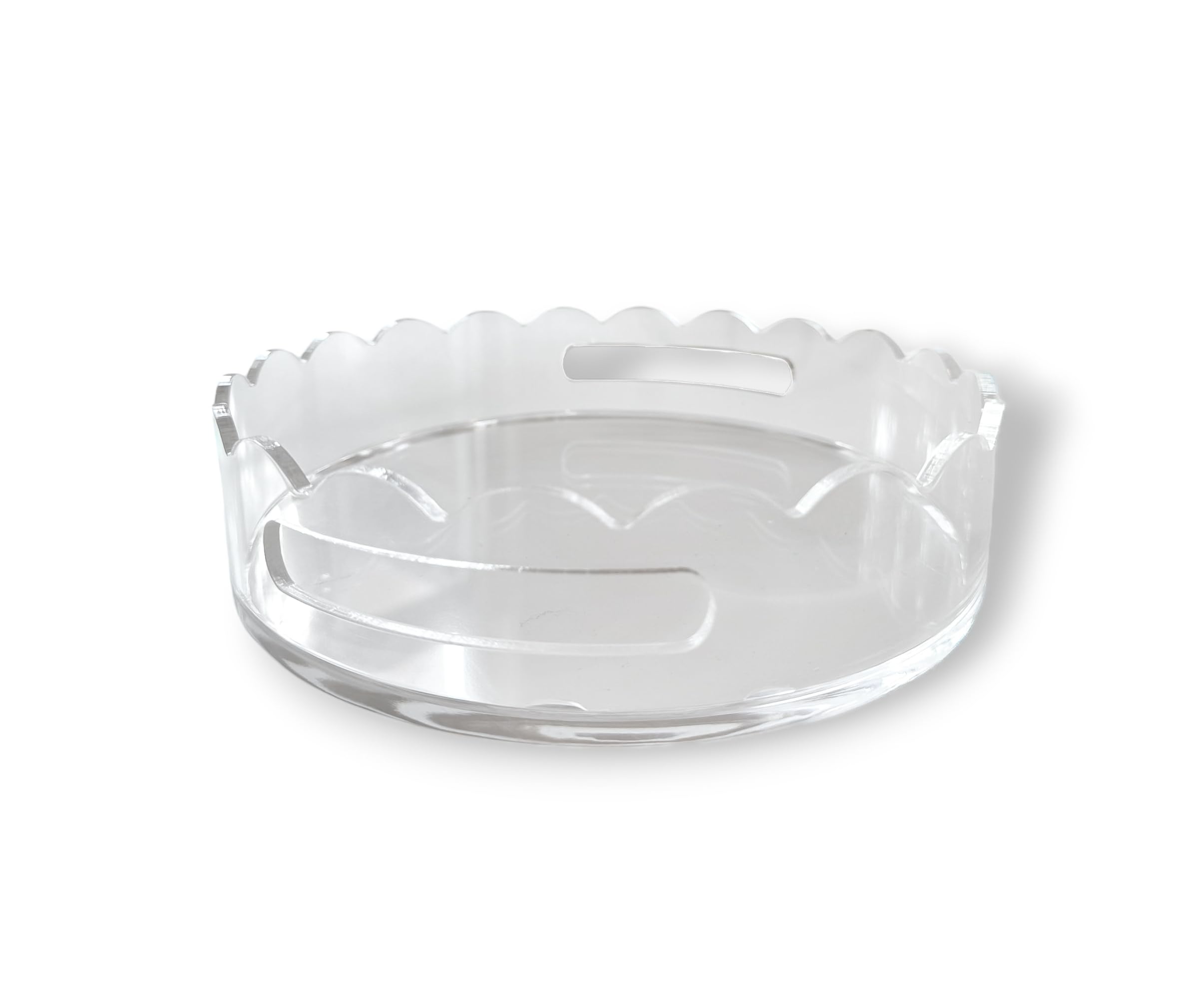 GRAHAM DESIGN Acrylic Scalloped Round Tray with Handles - 10