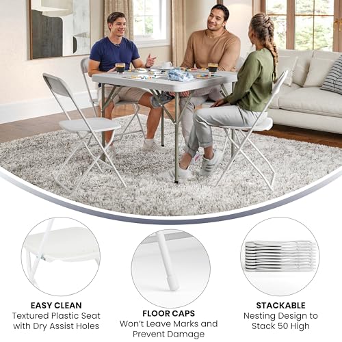 Image of Flash Furniture Hercules Series Plastic Folding Chair - White - 20 Pack 650LB Weight Capacity Comfortable Event Chair-Lightweight Folding Chair