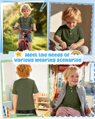 Image of Toddler Boys Cotton Henley T Shirts