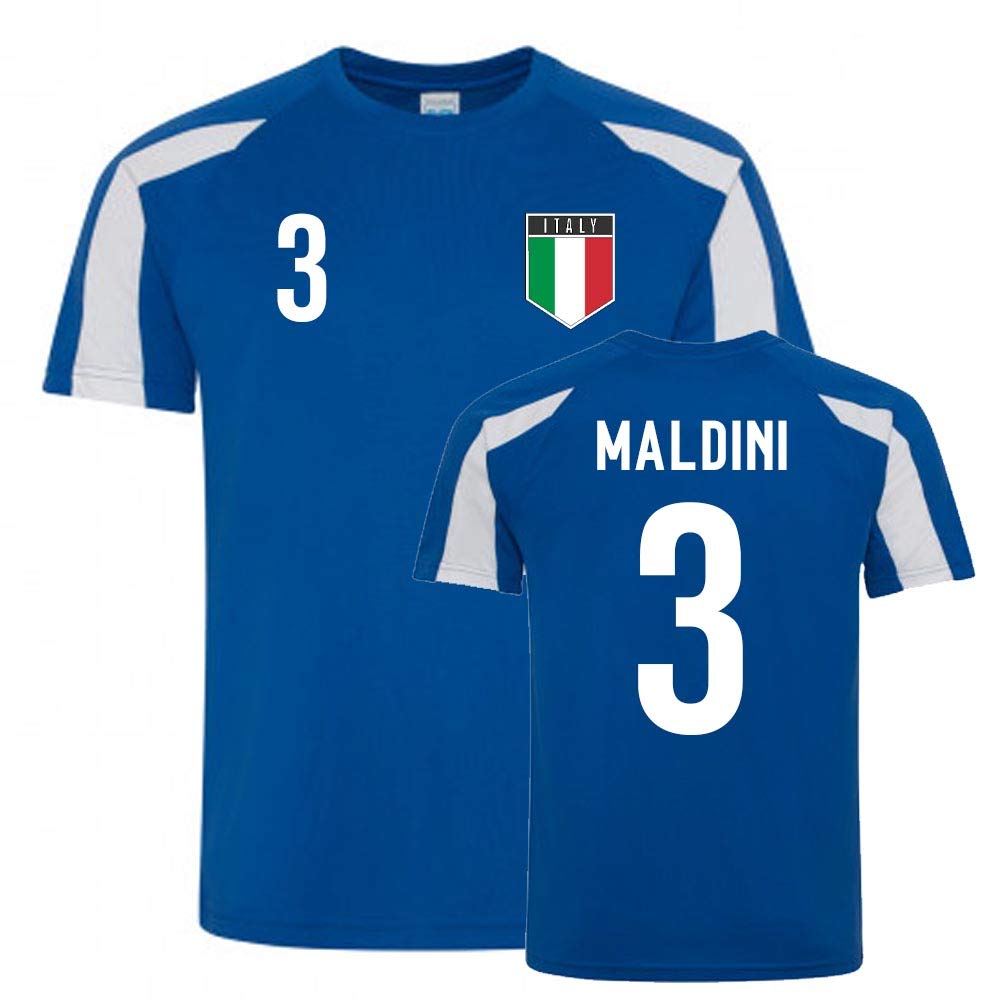 Paolo Maldini Italy Sports Training Jersey (Blue-White), XLB (12-13 Years)