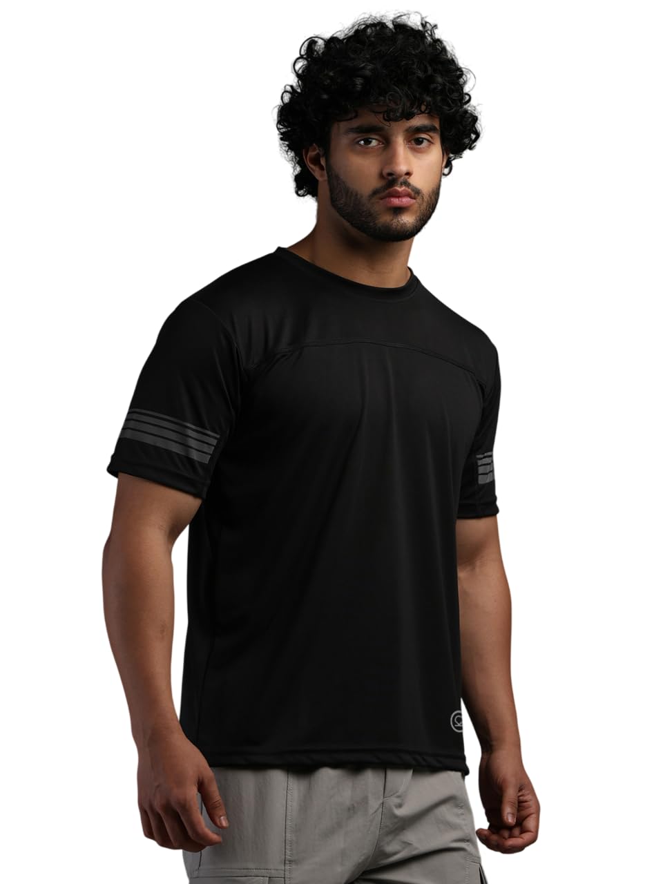 Men’s Sports Activewear Tshirt Solid tee with Reflective Half Sleeve Regular Fit for Running Yoga Training Activities-image-30