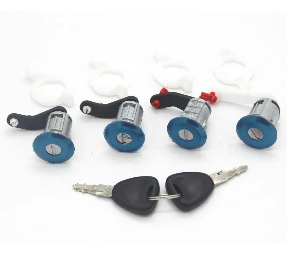 Car Door Lock 7701470944 7701470945 7701147591 Compatible with Nissan for Interstar 1998-2009 AL146 4pcs Lock Set Door Barrel