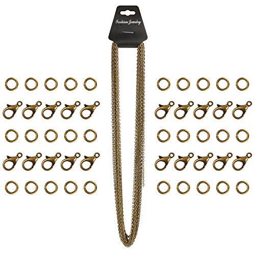 Tecunite 40 Feet Bronze Plated Round Cable Link Chain Necklace With 30 Lobster Clasps And 30 Jump Rings For Necklace Jewelry Accessory #TOP2
