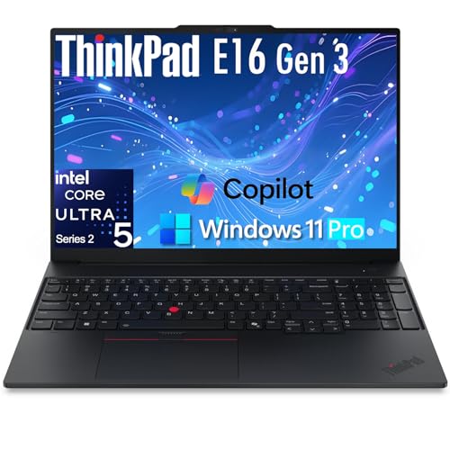 Image of Lenovo ThinkPad E16 Laptop Computer with Intel Ultra 5 225H, for Daily Home Business, Lifetime Office 365, (32GB DDR5, 1TB SSD), Backlit Keyboard, Fingerprint Reader, Windows 11 Pro, Midnight Black