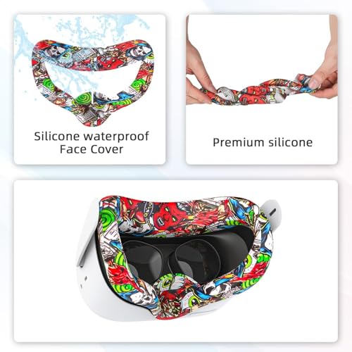 Image of VR Accessories Compatiable with Oculus Quest 2, Silicone Face Cover /Controller Grip Cover /VR Shell Cover /Lens Cover /10PCS Disposable Eye Cover are Included in VR Headset Accessories Set, Green Phantom