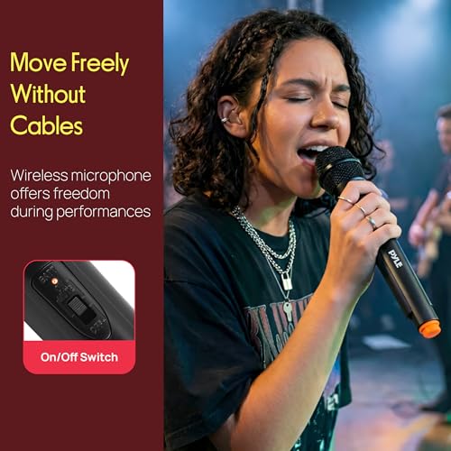 Portable VHF Wireless Microphone System - Professional Battery Operated Handheld Dynamic Unidirectional Cordless Microphone Transmitter Set w/Adapter Receiver, for PA Karaoke DJ Party - Pyle PDWM91 by Pyle - Image 3