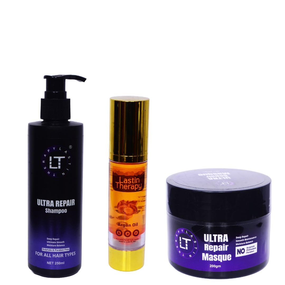 LASTIN THERAPY Keratin Protein Ultra Repair Shampoo 250ml, Hair Mask 200ml For Deep Repair And Moisture Balance & Argan Oil 50ml For Dry & Frizzy Hair Pack Of 3-image-7