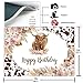 Avezano Highland Cow Birthday Backdrop - Brown Highland Cattle Birthday Party Decorations - Floral Farm Cow Print Photography Background for Boys and Girls - Cake Table Banners Props (7x5ft)