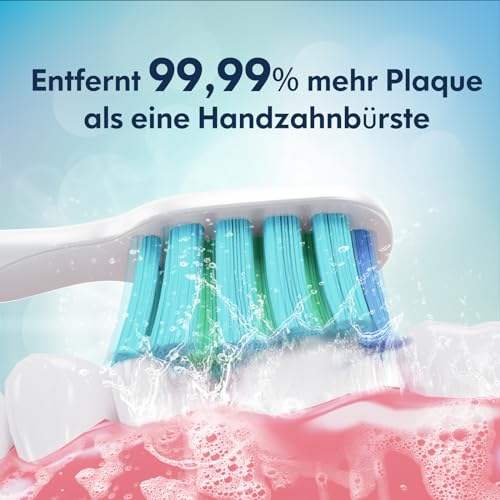 Electric Toothbrush, Elektrische Zahnbürste für Erwachsene und Kinder, Schallzahnbürste mit 90% Abgerundeten Borsten 5 Putzmodi Integrierter Timer und 9 Zahnbürstenköpfen (Weiß) – Bild 7