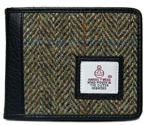 Real Harris Tweed Scotland Herringbone Tri-fold Wallet 2 Colour choices GIFT BOXED, Blue Herringbone
