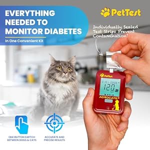 PetTest Glucose Monitoring System for Dogs & Cats, Blood Sugar Check Expert Kit Includes Glucose Meter, 25 Test Strips, Lancing Device, 25 Lancets, Carrying Case, Instructions, Pet Diabetic Supplies PetTest Glucose Monitoring System for Dogs & Cats, Blood Sugar Check Expert Kit Includes Glucose Meter, 25 Test Strips, Lancing Device, 25 Lancets, Carrying Case, Instructions, Pet Diabetic Supplies