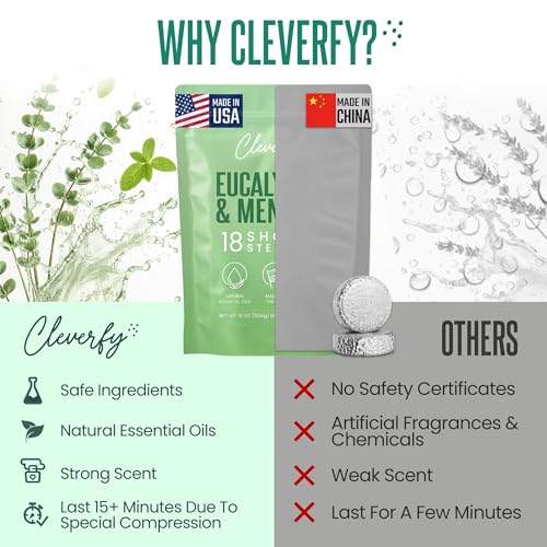 Image of Cleverfy Eucalyptus Shower Steamers, Aromatherapy Gifts for Men, 18 Tablets
